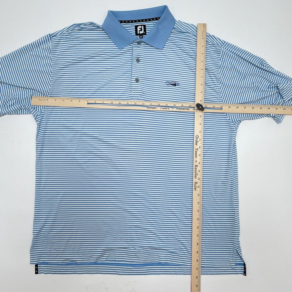 Miacomet Golf Polo Shirt Men Size XL Blue Striped FootJoy Nantucket Country Club - Picture 9 of 11
